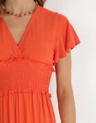 cflo Rochie Plic Portocalie din Viscoză cu elastic în talie Neroni