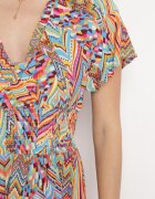 cflo Rochie Portocalie Maxi din Viscoză cu Elastic în Talie în Stil Etnic Daliora