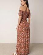 cflo Rochie Portocaliu-Albastră din Vâscoză Cheri