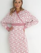 cflo Rochie Roz din Lână cu Model Geometric Itasoi