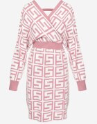 cflo Rochie Roz din Lână cu Model Geometric Itasoi