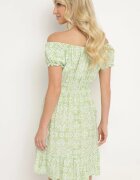 cflo Rochie spaniolă de vâscoză verde deschis cu elastic în talie cu cordon textil și volan Tiamanthea