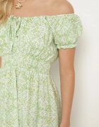 cflo Rochie spaniolă de vâscoză verde deschis cu elastic în talie cu cordon textil și volan Tiamanthea