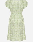 cflo Rochie spaniolă de vâscoză verde deschis cu elastic în talie cu cordon textil și volan Tiamanthea