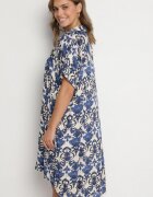 cflo Rochie tip cămașă dreaptă bleumarin din Viscoză cu Imprimeu Ornamental Vanisse