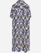 cflo Rochie tip cămașă dreaptă bleumarin din Viscoză cu Imprimeu Ornamental Vanisse