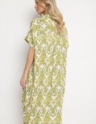 cflo Rochie tip cămașă dreaptă verde închis din viscoză cu imprimeu ornamental Vanisse