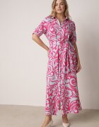 cflo Rochie tip cămașă Fucsia-Albastră Maxi cu cordon din material cu modele abstracte Terins