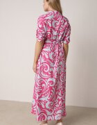 cflo Rochie tip cămașă Fucsia-Albastră Maxi cu cordon din material cu modele abstracte Terins