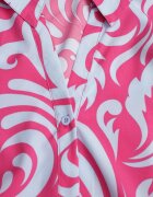 cflo Rochie tip cămașă Fucsia-Albastră Maxi cu cordon din material cu modele abstracte Terins