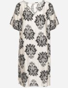 cflo Rochie Tip Cutie Neagră din Viscoză Decorată cu Model Geometric Emilavie