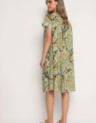 cflo Rochie Vâscoză Galben-Verde Croi Cloș Stil Boho Melnea