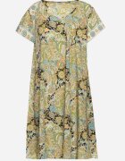 cflo Rochie Vâscoză Galben-Verde Croi Cloș Stil Boho Melnea