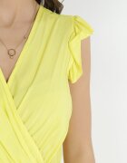 cflo Rochie Vâscoză Galbenă Mini cu elastic în talie și cu decolteu petrecut Yalemena