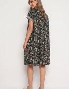 cflo Rochie Vâscoză Negru-Verde Cloș cu Model Paisley Mastis