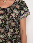 cflo Rochie Vâscoză Negru-Verde Cloș cu Model Paisley Mastis