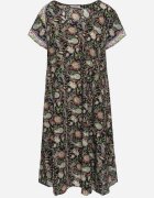 cflo Rochie Vâscoză Negru-Verde Cloș cu Model Paisley Mastis