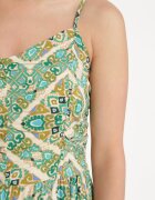 cflo Rochie Vâscoză Verde cu Bretele Reglabile cu Elastic în Talie Ysilla