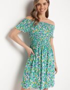 cflo Rochie Vâscoză Verde Tip spaniolă cu elastic în talie Anlavera