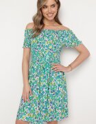 cflo Rochie Vâscoză Verde Tip spaniolă cu elastic în talie Anlavera
