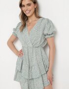 cflo Rochie Verde cu elastic în talie cu decolteu petrecut Ianveia