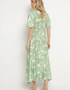 cflo Rochie Verde cu model floral cu mâneci clopot și elastic în talie Erivane