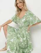 cflo Rochie Verde cu model floral cu mâneci clopot și elastic în talie Erivane
