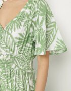 cflo Rochie Verde cu model floral cu mâneci clopot și elastic în talie Erivane
