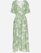 cflo Rochie Verde cu model floral cu mâneci clopot și elastic în talie Erivane