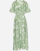 cflo Rochie Verde cu model floral cu mâneci clopot și elastic în talie Erivane