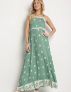 cflo Rochie Verde de Viscoză cu Model Geometric Lenirisa