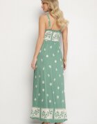 cflo Rochie Verde de Viscoză cu Model Geometric Lenirisa