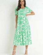 cflo Rochie Verde deschis cu decolteu petrecut florală din viscoză Hedina
