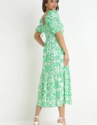 cflo Rochie Verde deschis cu decolteu petrecut florală din viscoză Hedina
