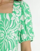 cflo Rochie Verde deschis cu decolteu petrecut florală din viscoză Hedina