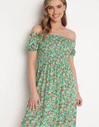 cflo Rochie Verde deschis din Viscoză cu imprimeu floral cu decolteu spaniol Latiana