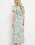 cflo Rochie Verde deschis Lungă din viscoză cu decolteu petrecut și cu model geometric Amareth