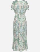 cflo Rochie Verde deschis Lungă din viscoză cu decolteu petrecut și cu model geometric Amareth