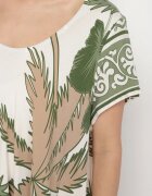 cflo Rochie Verde din Vâscoză cu Croială Cloș cu Model Floral Miratiela