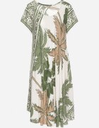 cflo Rochie Verde din Vâscoză cu Croială Cloș cu Model Floral Miratiela