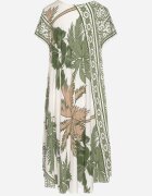cflo Rochie Verde din Vâscoză cu Croială Cloș cu Model Floral Miratiela