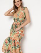 cflo Rochie Verde din Vâscoză Yenek