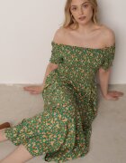 cflo Rochie Verde din Viscoză Cheri