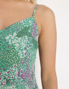 cflo Rochie Verde din Viscoză cu bretele cu elastic în talie și nasturi decorativi Narulla