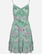 cflo Rochie Verde din Viscoză cu bretele cu elastic în talie și nasturi decorativi Narulla