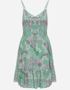 cflo Rochie Verde din Viscoză cu bretele cu elastic în talie și nasturi decorativi Narulla