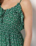 cflo Rochie Verde din Viscoză cu Bretele Reglabile cu Legătură la Decolteu Srinesa