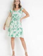 cflo Rochie Verde din Viscoză cu Flori Fannio