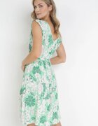 cflo Rochie Verde din Viscoză cu Flori Fannio