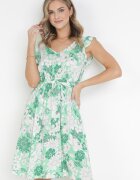 cflo Rochie Verde din Viscoză cu Flori Fannio